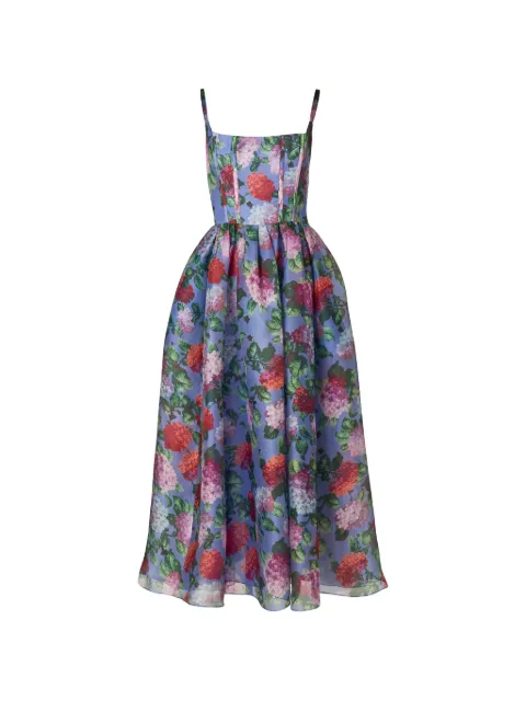 Carolina Herrera hydrangea-print organza midi dress Blue P2611N574HCO