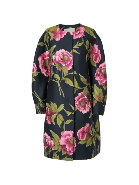 Carolina Herrera peony jacquard cocoon coat Blue P2611N602PJQ