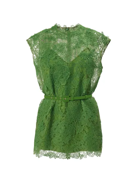 Carolina Herrera hydrangea lace belted top Green P2611N225HFL