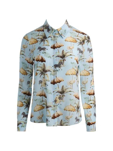 alice + olivia Willa Staceface animal-print shirt Blue CC606P55002