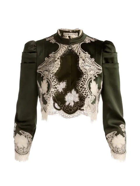 alice + olivia Thomasina lace-trim jacket Green CC606206209