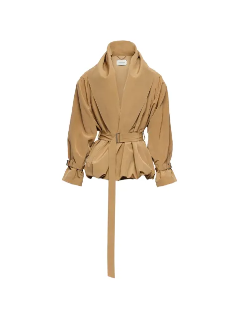 Magda Butrym belted shawl-collar jacket Neutrals 149726