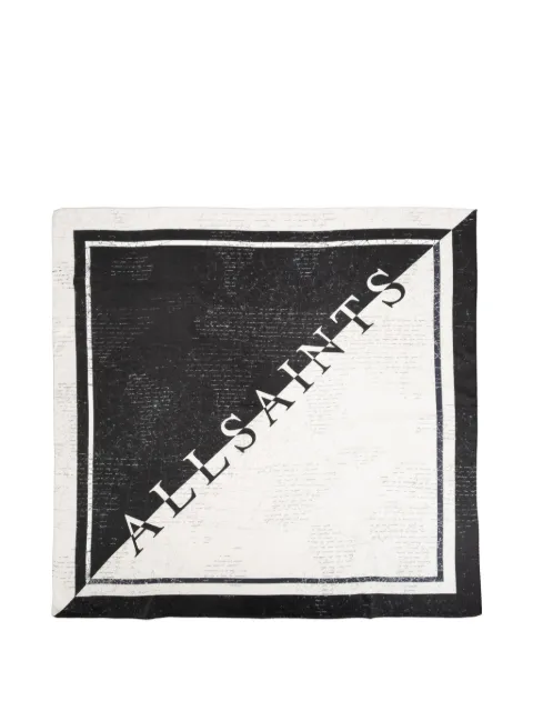 AllSaints Script logo-print scarf Black W062XE