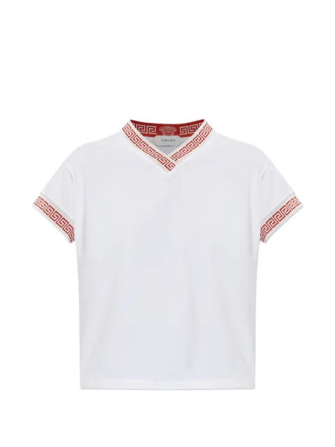 Versace Greca-trim V-neck T-shirt White 10254271A18712