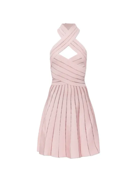 Balmain cross-strap backless mini dress Pink HF1R5203KK01