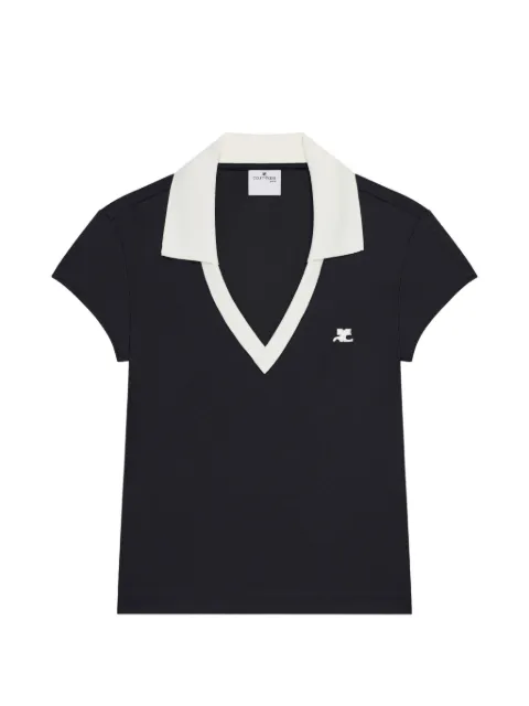 Courrèges V-neck cropped T-shirt Black 826JTO579JS0195