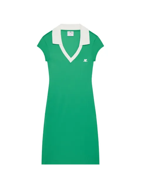 Courrèges logo-embroidered V-neck mini dress Green 826JRO945JS0195