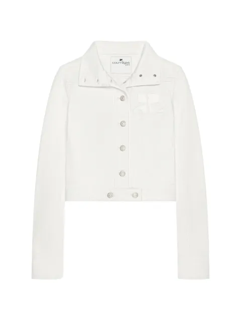 Courrèges logo-patch denim jacket White 826DBL335DE0022
