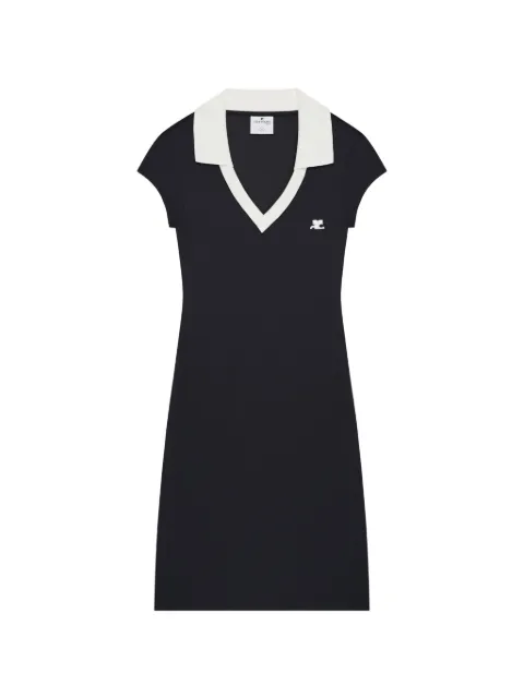 Courrèges logo-patch V-neck mini dress Black 826JRO945JS0195