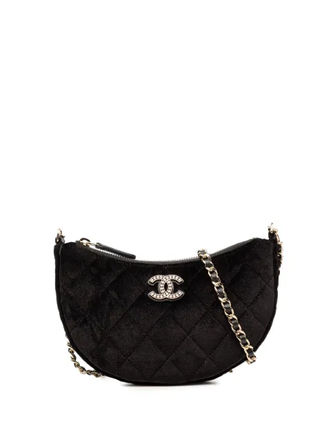 CHANEL Pre-Owned 2021-2026 CC Quilted Velour Half Moon Chain crossbody bag Black K2RE2YR18TH2T1D0