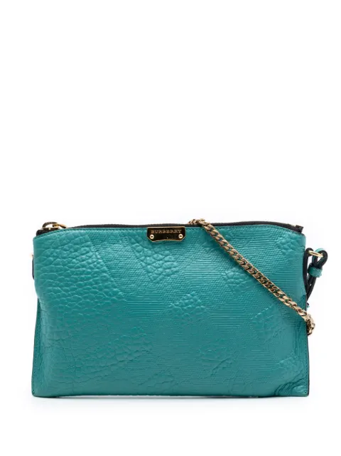 Burberry Pre-Owned 2000-2017 Grain Check Embossed Leather Peyton crossbody bag Blue VYIBPRRXT0UQAX61