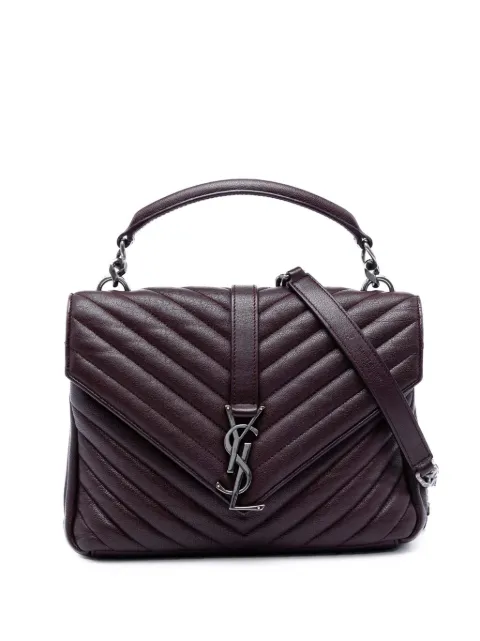 Saint Laurent Pre-Owned 2016 Medium Chevron Sheepskin Monogram College satchel Red DJS0RDVRE3MM8NLB