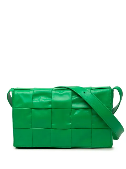 Bottega Veneta Pre-Owned 2012-2026 Small Paper Calfskin Intrecciato Cassette crossbody bag Green 736UALYGNJ32PVPB