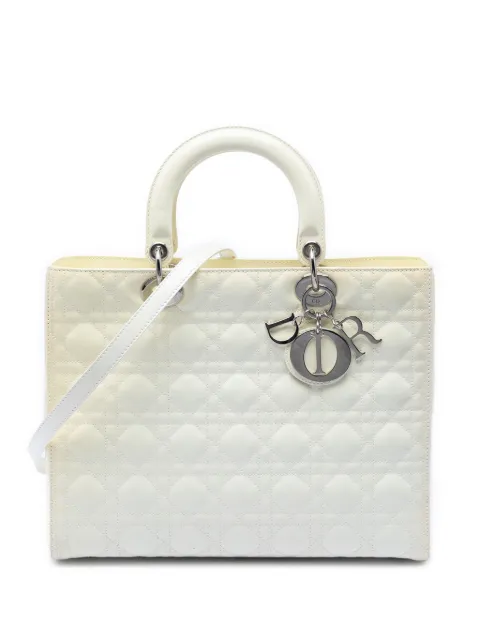 Christian Dior Pre-Owned 2010 Large Lambskin Cannage Lady Dior satchel White 9OATIE5O53HIM9B6