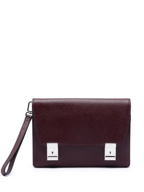 Prada Pre-Owned 2023-2026 Saffiano Double Lock Convertible clutch bag Red PXB4TL7ER25HAD6B
