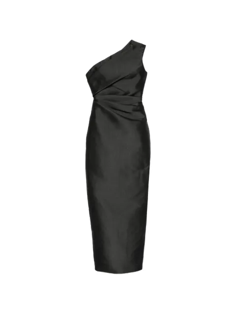Solace London one-shoulder pleated maxi dress Black OS37025
