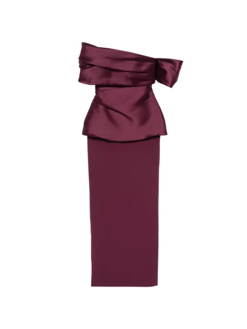 Solace London off-shoulder draped maxi dress Purple OS48039