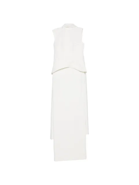 Solace London Annie peplum-waist draped-panel maxi dress White OS48040