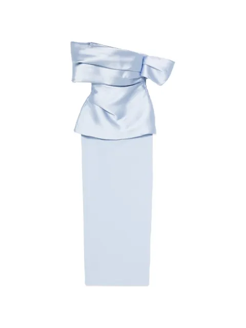 Solace London off-shoulder peplum-detail maxi dress Blue OS48039