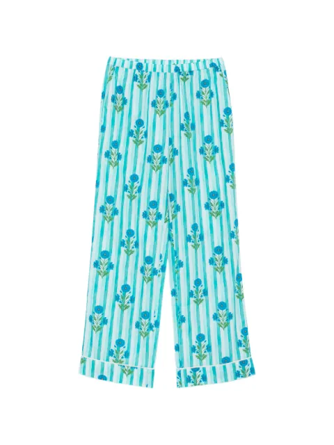 MC2 Saint Barth Inessa floral-print striped trousers Blue INS0001