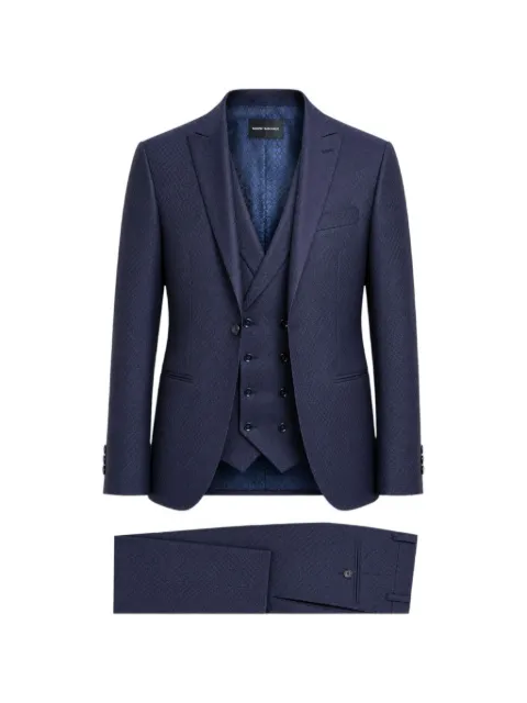 RAMON SANJURJO three-piece textured suit Blue 8128805730NAVY