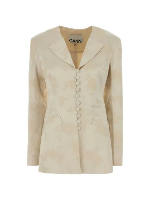 GANNI floral-jacquard blazer Neutrals A1020119