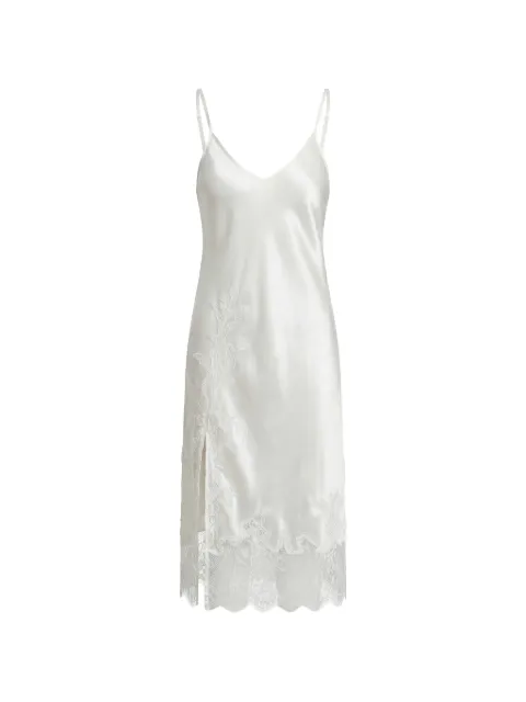 Almaz Past Midnight lace-trim satin midi dress White DR0401FW24