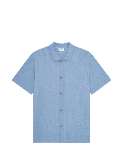 Les Deux Pointelle SS textured-knit short-sleeve cardigan Blue 1001854