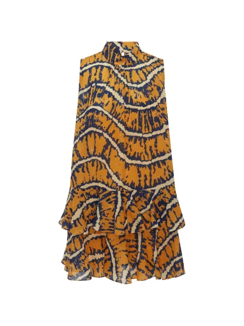 ALEMAIS tiered-ruffle abstract-print mini dress Orange 7283D