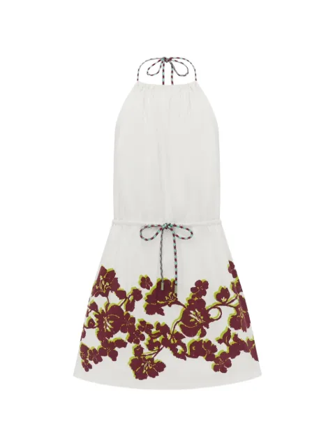 ALEMAIS floral-print halterneck mini dress White 7278D