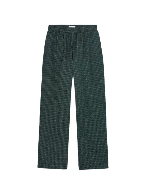 Les Deux Seersucker elasticated-waist trousers Green 1001918