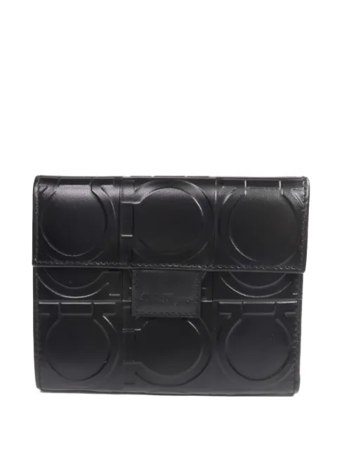 Ferragamo Pre-Owned Gancini-embossed fold wallet Black FOLDWALLET
