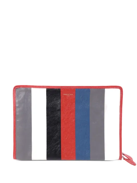 Balenciaga Pre-Owned striped leather clutch bag White 4436581175
