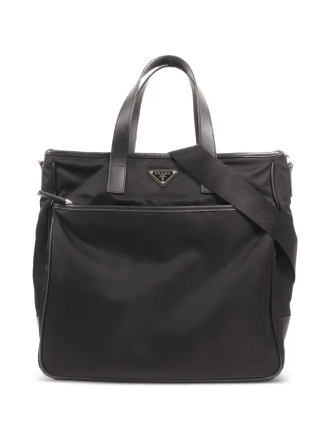 Prada Pre-Owned Saffiano-leather trim shoulder bag Black VA1032