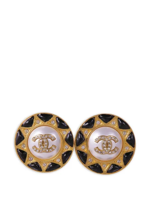 CHANEL Pre-Owned CC crystal-embellished earrings Gold EARRING