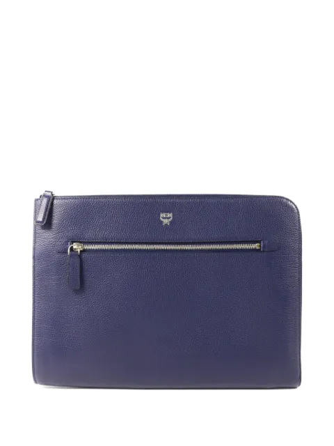 MCM Pre-Owned grained-leather clutch bag Blue POUCH