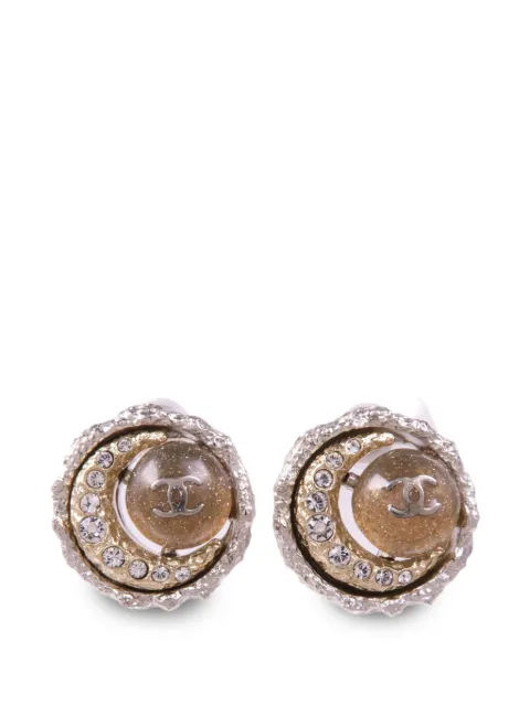 CHANEL Pre-Owned CC crescent-moon earrings Silver EARRING