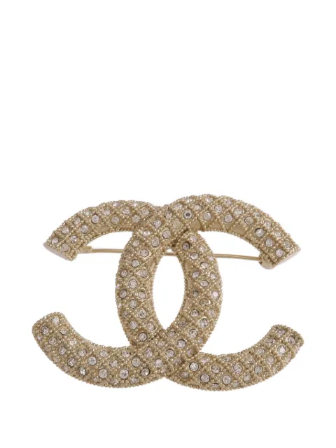 CHANEL Pre-Owned CC rhinestone brooch Gold BROOCH