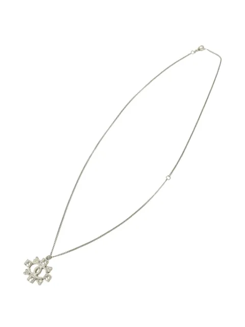 CHANEL Pre-Owned CC-pendant crystal necklace Silver NECKLACE