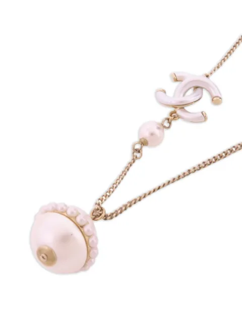 CHANEL Pre-Owned CC faux-pearl necklace Gold NECKLACE