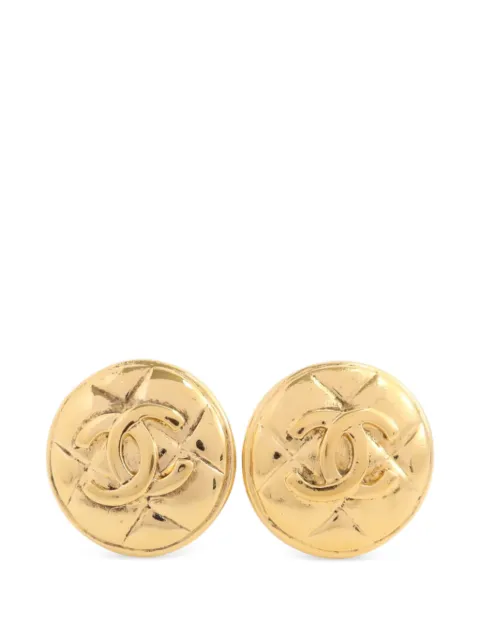 CHANEL Pre-Owned CC quilted earrings Gold VINTAGEEARRING