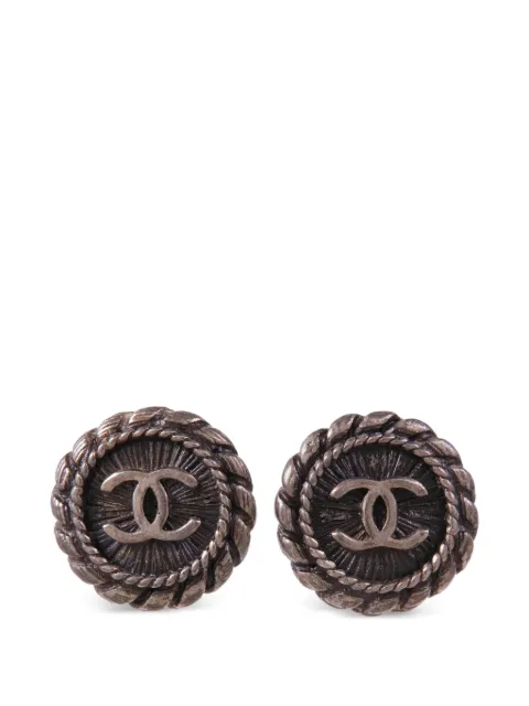 CHANEL Pre-Owned CC rope-trim earrings Silver EARRING
