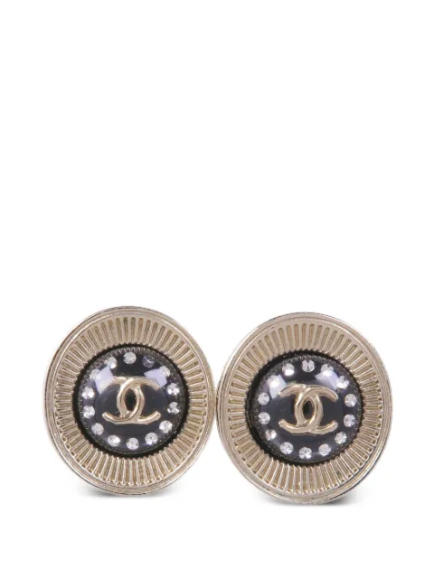 CHANEL Pre-Owned CC crystal-embellished earrings Gold EARRING