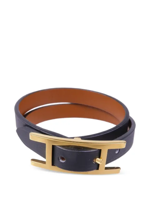 Hermès Pre-Owned Double Tour leather bracelet Black 89