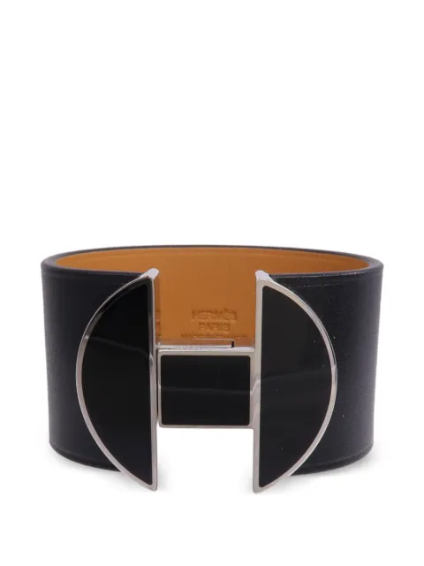 Hermès Pre-Owned 2022 Manchette leather bracelet Silver T1CBLACK