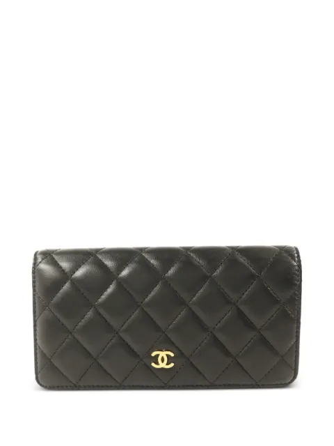 CHANEL Pre-Owned CC quilted bifold wallet Black LONGWALLET