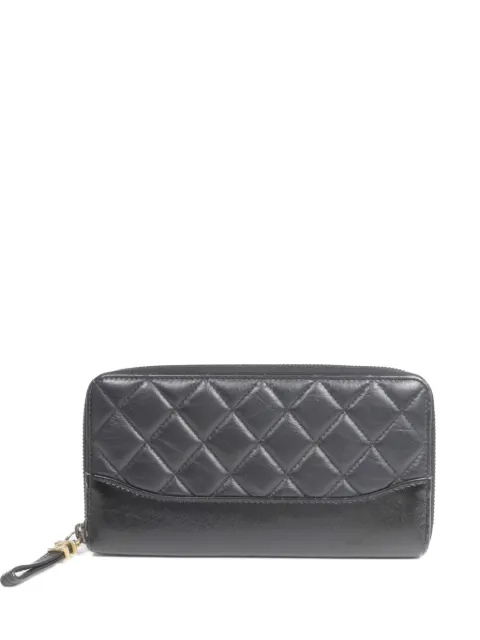 CHANEL Pre-Owned CC long quilted wallet Black A84405