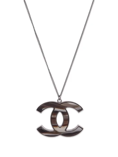 CHANEL Pre-Owned CC resin necklace Grey NECKLACE