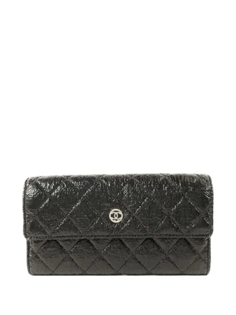 CHANEL Pre-Owned CC quilted wallet Black LONGWALLET