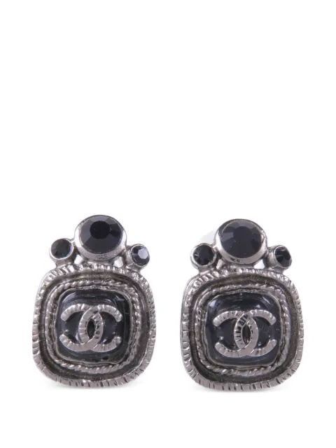 CHANEL Pre-Owned CC crystal earrings Silver EARRING